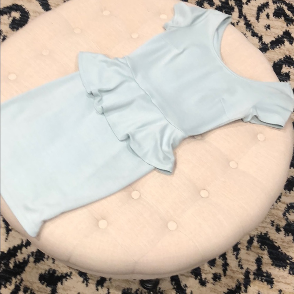 Mint colored soft peplum mini dress for spring
